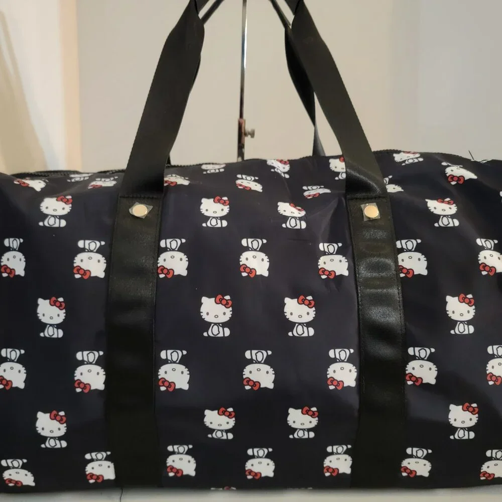 Hello Kitty Duffle Bag Sanrio Navy Weekender Travel Gym Overnight Bag New - Picture 7 of 10